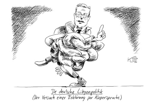 Cartoon: Körpersprache (medium) by Stuttmann tagged körpersprache,westerwelle,libyen,körpersprache,westerwelle,libyen