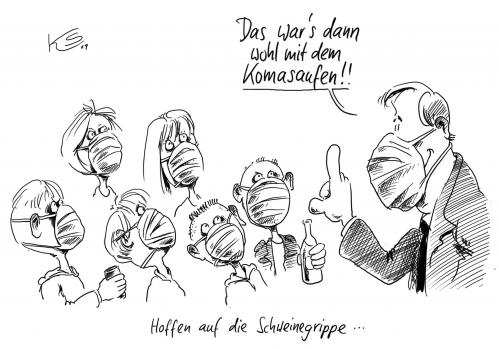 Cartoon: Komasaufen (medium) by Stuttmann tagged komasaufen,jugendliche,alkohol,schweinegrippe,koma,saufen,alkohol,jugend,jugendliche,schweinegrippe,grippe,gesundheit,schutz,schützen,sicherheit,mundschutz,kultur,freizeit