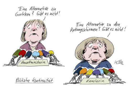 Cartoon: Kontinuität (medium) by Stuttmann tagged merkel,gorleben