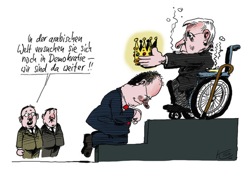 Cartoon: Krönung (medium) by Stuttmann tagged schmidt,steinbrück,spd,kanzlerkandidat,jauch,tv