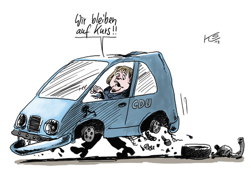Cartoon: Kurs (medium) by Stuttmann tagged merkel,wahlen,nrw