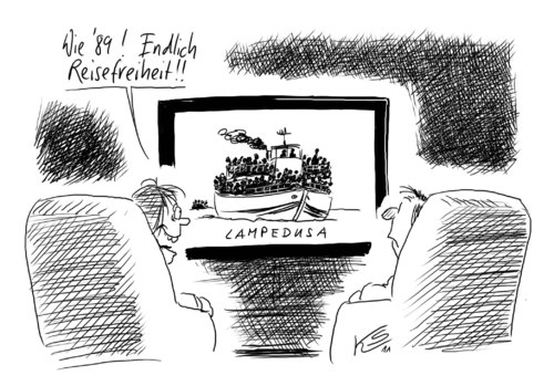 Cartoon: Lampedusa (medium) by Stuttmann tagged lampedusa,tunesien,italien,flüchtlinge,europa,revolution,ägypten,lampedusa,tunesien,italien,flüchtlinge,revolution,europa,ägypten,reisefreiheit,flucht,andrang,schiff,reaktion,hilflos,hilflosigkeit,verbot,schlager