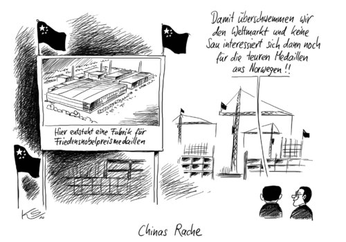 Cartoon: Liu Xiaobo (medium) by Stuttmann tagged liu,xiaobo,friedensnobelpreis,china,friedensnobelpreis,liu xiaobo,china,menschenrechte,demokratie,meinungsfreiheit,freiheit,frieden,taube,friedenstaube,liu,xiaobo