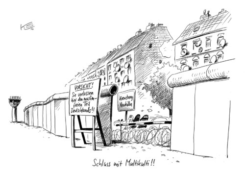 Cartoon: Mauer (medium) by Stuttmann tagged mauer,islam,migration,mauer,islam,migration,ausländer,deutschland,multikulti