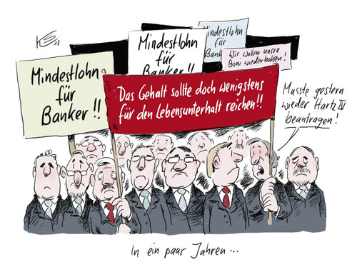 Cartoon: Mindestlohn (medium) by Stuttmann tagged bonus,boni,managergehälter,banker,mindestlohn