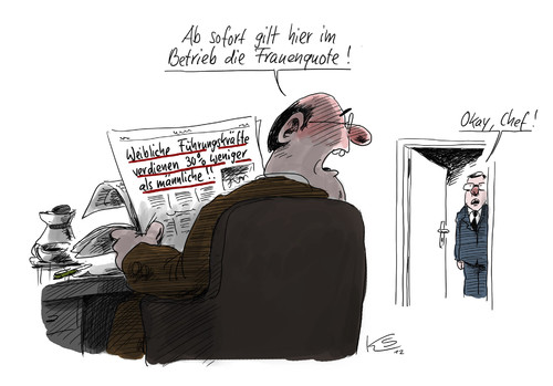 Cartoon: Okay! (medium) by Stuttmann tagged frauenquote,löhne