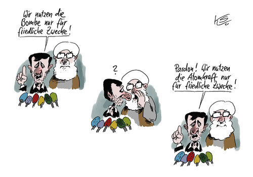 Cartoon: Pardon! (medium) by Stuttmann tagged iran,teheran,atomprogramm,ahmadinedschad