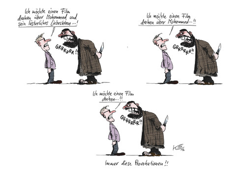 Cartoon: Provokationen (medium) by Stuttmann tagged provokationen,film,mohammed,islam