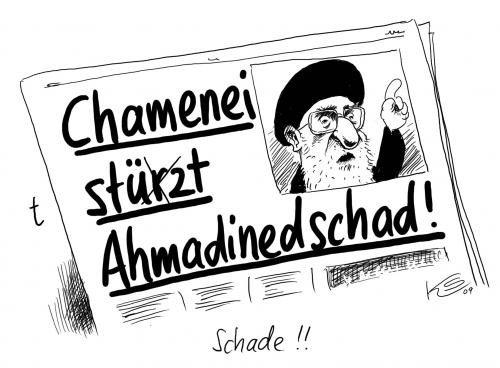 Cartoon: Schade (medium) by Stuttmann tagged chamenei,ahmadinedschad,iran,wahlen,freitagsgebet,iran,wahl,wahlen,religion,islam,ayatollah,demokratie,vorbild,beispiel,wahlbetrug,betrug,ahmadinedschad,ahamjad,moussavi,chamenei,freitagsgebet