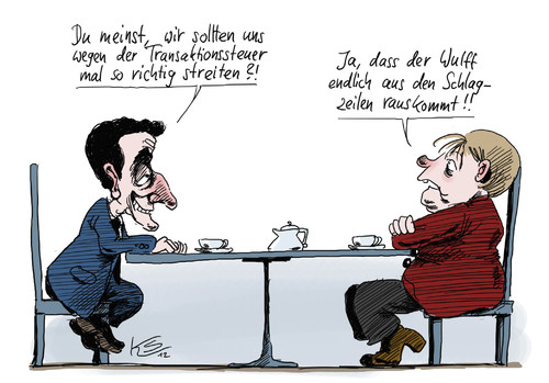 Cartoon: Schlagzeilen (medium) by Stuttmann tagged transaktionssteuer,banken,sarkozy,merkel,wulff