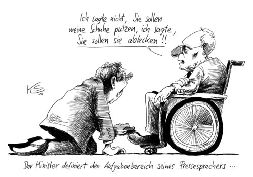 Cartoon: Schuhe (medium) by Stuttmann tagged schäuble,wolfgang schäuble,schuhe,putzen,presse,wolfgang,schäuble