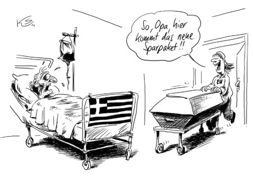 Cartoon: Sparpaket (medium) by Stuttmann tagged sparpaket,griechenland,sparpaket,griechenland