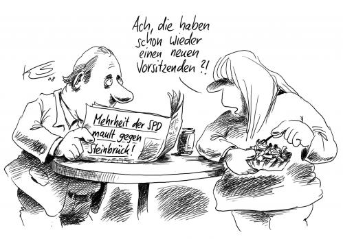 Cartoon: SPD (medium) by Stuttmann tagged spd,steinbrück,spd,peer steinbrück,politik,innenpolitik,deutsch,deutschland,zeitung,medien,pommes,essen,frau,mann