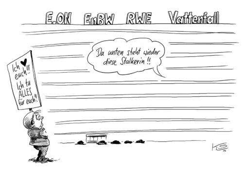 Cartoon: Stalkerin (medium) by Stuttmann tagged atomlaufzeiten,akw,atomkraft,stalker,energiekonzerne,atomlaufzeiten,akw,atomkraft,stalker,energiekonzerne,energie,konzerne