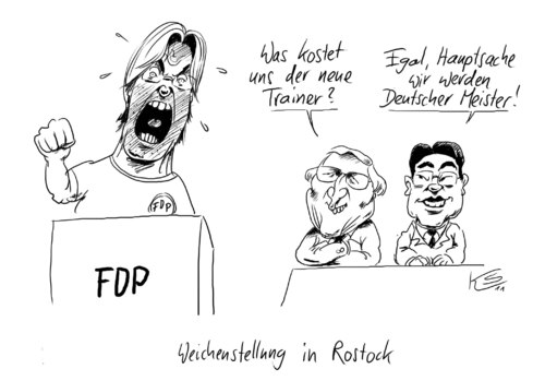 Cartoon: Trainer (medium) by Stuttmann tagged fdp,brüderle,rösler,rostock,parteitag,fdp,parteitag,rostock,rösler,brüderle