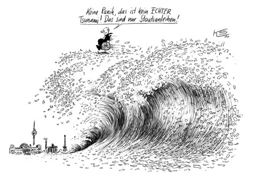 Cartoon: Tsunami (medium) by Stuttmann tagged schulden,staatsverschuldung,staatsanleihen,schäuble,haushalt,schulden,staatsverschuldung,staatsanleihen,schäuble,haushalt