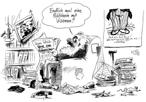 Cartoon: Visionen (medium) by Stuttmann tagged gesine,marx,kommunismus,linke,lötzsch,lötzsch,linke,kommunismus,marx,gesine