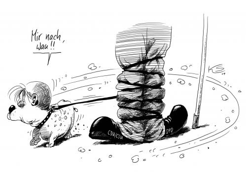 Cartoon: Wau! (medium) by Stuttmann tagged große,koalition,merkel,kanzlerin,cdu,csu,spd,richtung,krise,wirtschaftskrise,wahlen