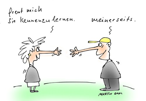 Cartoon: handschlag gruss man frau (medium) by martin guhl tagged handschlag,gruss,man,frau