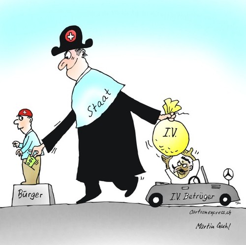 Cartoon: iv abzocker rente politik schwei (medium) by martin guhl tagged iv,abzocker,rente,politik,schweiz