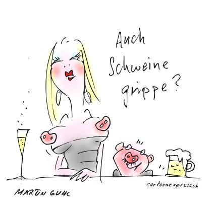 Cartoon: schweinegrippe bar sex (medium) by martin guhl tagged schweinegrippe,bar