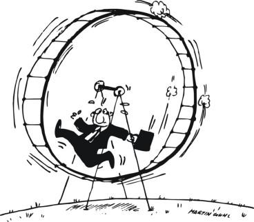 Cartoon: spinning wheel man running (medium) by martin guhl tagged spinning,wheel,man,running