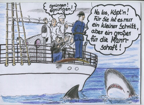 Cartoon: Gorch Fock (medium) by tobelix tagged tobelix,captain,dropping,schiff,verläßt,kommandant,fock,gorch