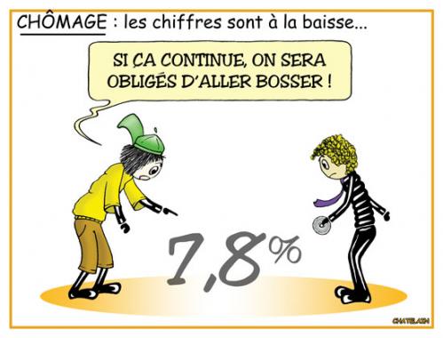 Cartoon: Baisse du chomage... (medium) by chatelain tagged humour,chomage,patarsort,france,