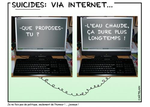 Cartoon: Suicides via internet (medium) by chatelain tagged humour,suicides,internet