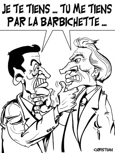 Cartoon: affaire CLEARSTREAM ... (medium) by CHRISTIAN tagged sarkozy,villepin,proces,clearstream