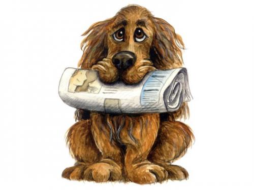 Cartoon: Zeitung - Newspaper (medium) by Abonaut tagged hund,lesen,hundeblick,dackelblick,hundeliebe,herrchen,frauchen,zeitung,tageszeitung,tbm,papertown,abovalley,dog