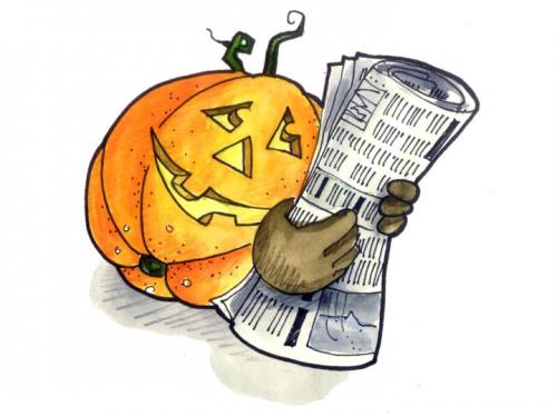 Cartoon: Zeitung - Newspaper (medium) by Abonaut tagged kürbis,halloween,zeitung,tageszeitung,tbm,papertown,abovalley