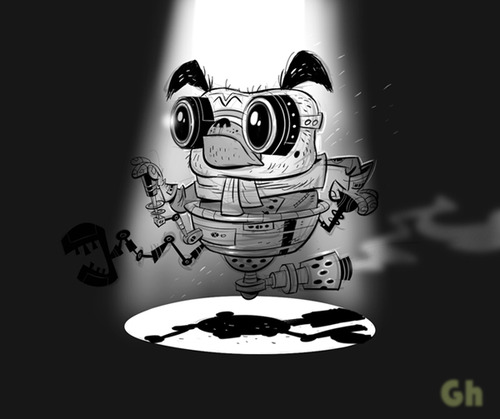 Cartoon: Space Pug (medium) by Gordon Hammond tagged dogs,pugs,space,scifi