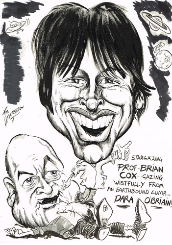 Cartoon: BRIAN COX- DARA OBRIAIN (medium) by Tim Leatherbarrow tagged brian,cox,daraobriain,stars,astronomy
