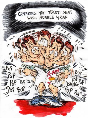Cartoon: BUBBLEWRAP ON THE TOILET (medium) by Tim Leatherbarrow tagged bubble,wrap,toilet,boredom,cartoonist