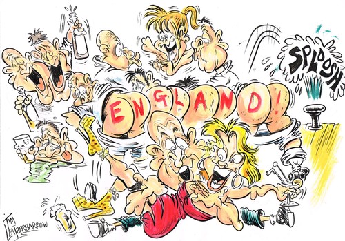 Cartoon: ENGLISH RUGBY????? (medium) by Tim Leatherbarrow tagged rugby,worldcup,englan,hooligans