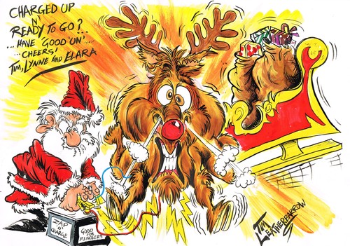 Cartoon: MERRY CHRISTMAS (medium) by Tim Leatherbarrow tagged christmas,santa,claus,reindeer
