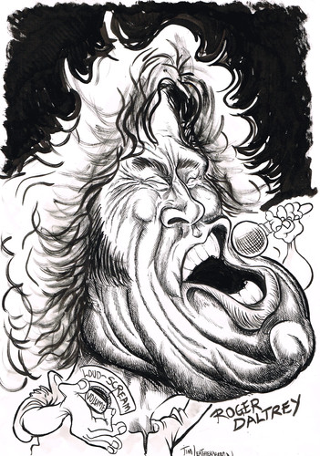 Cartoon: ROGER DALTREY (medium) by Tim Leatherbarrow tagged daltrey,roger,who,the,scream,singer