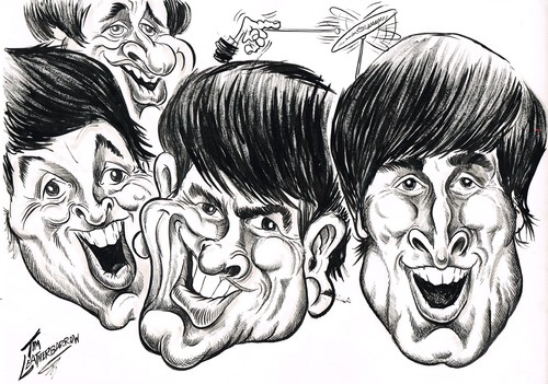 Cartoon: THE BEATLES (medium) by Tim Leatherbarrow tagged beatles,john,lennon,paul,mccartney,george,harrison,ringo,starr,liverpool