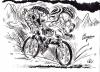 Cartoon: THE MOUNTAIN BIKER (small) by Tim Leatherbarrow tagged mountains,bikes,insane