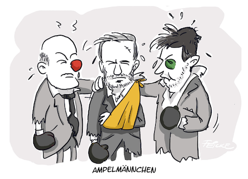 Cartoon: Ampelmännchen (medium) by FEICKE tagged habeck,scholz,lindner,spd,grüne,fdp,liberale,parteien,koalition,ampel,grün,rot,gelb,ampelmännchen,habeck,scholz,lindner,spd,grüne,fdp,liberale,parteien,koalition,ampel,grün,rot,gelb,ampelmännchen