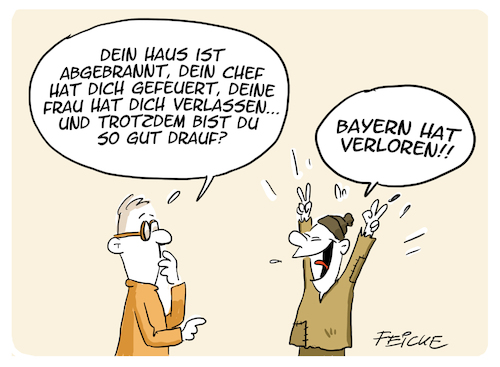 Cartoon: Bayern hat verloren (medium) by FEICKE tagged fußball,fussball,bundesliga,bayern,münchen,fußball,fussball,bundesliga,bayern,münchen