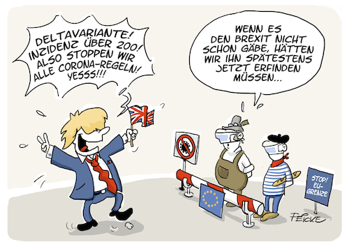 Cartoon: Brexit 2021 (medium) by FEICKE tagged eu,europa,union,großbritannien,brexit,johnson,corona,inzidenz,vierte,welle,eu,europa,union,großbritannien,brexit,johnson,corona,inzidenz,vierte,welle