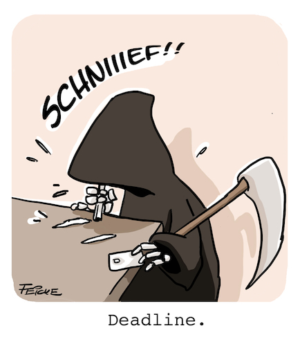 Cartoon: Deadline (medium) by FEICKE tagged tod,dead,death,line,kokain,cocaine,droge,stress,sucht,wortspiel