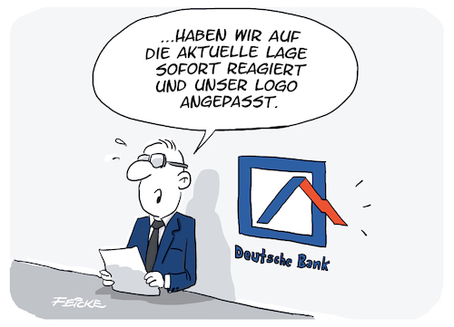 Cartoon: Deutsche Bank reagiert (medium) by FEICKE tagged deutsche,bank,finanzen,börse,kurs,bankenkrise,sparer,einlage,deutsche,bank,finanzen,börse,kurs,bankenkrise,sparer,einlage