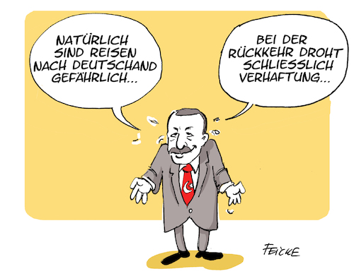 Cartoon: Erdogans Reisewarnung (medium) by FEICKE tagged erdogan,türkei,deutschland,reise,warnung,erdogan,türkei,deutschland,reise,warnung