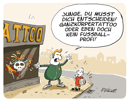 Cartoon: Fussball profi (medium) by FEICKE tagged fußball,fussball,mode,tattoo,tätowierung,vorbild,profi,fußball,fussball,mode,tattoo,tätowierung,vorbild,profi