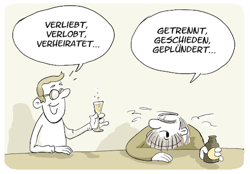 Cartoon: Geplündert (medium) by FEICKE tagged liebe,ehe,sprichwort,liebe,ehe,sprichwort