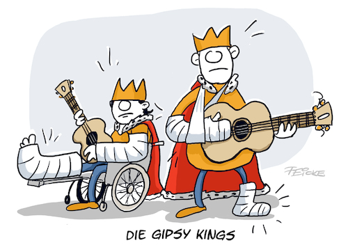 Cartoon: Gipsy Kings (medium) by FEICKE tagged unfall,gips,gipsy,kings,musik,spanisch,unfall,gips,gipsy,kings,musik,spanisch