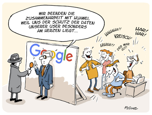 Cartoon: Google und Huawei (medium) by FEICKE tagged huawei,google,handy,mobil,telefon,daten,schutz,usa,china,spion,huawei,google,handy,mobil,telefon,daten,schutz,usa,china,spion